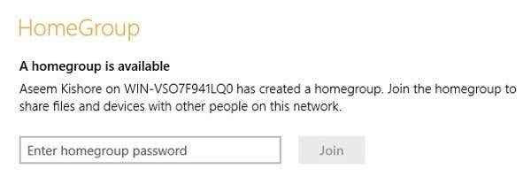 Rejoignez Windows 7 Homegroup depuis Windows 8