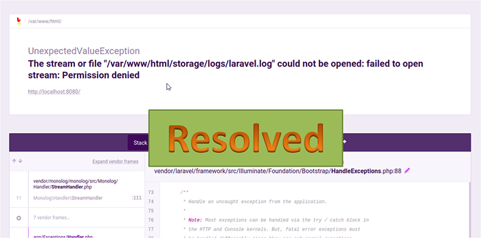 Laravel Exception Aliran atau file tidak dapat dibuka gagal untuk membuka izin aliran ditolak