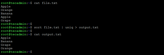 Shell Linux Eliminar líneas duplicadas del archivo