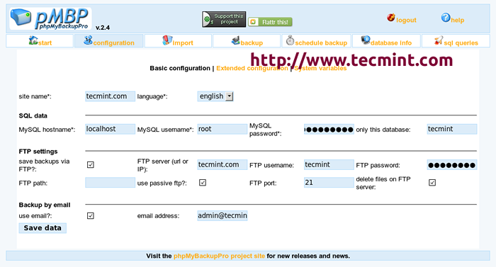 phpMybackUppro - narzędzie kopii zapasowej MySQL na podstawie linii internetowej dla Linux