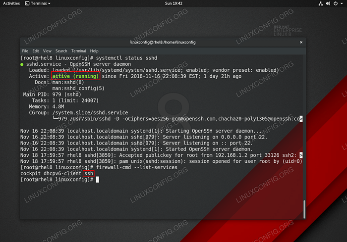 RHEL 8 / CENTOS 8 Habilitar el servicio SSH