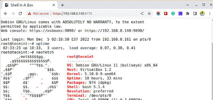 Shell dans une boîte - un terminal SSH basé sur le Web pour accéder à Linux via le navigateur