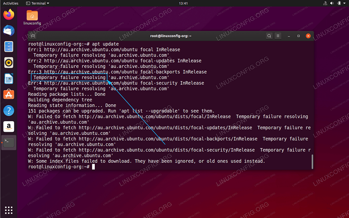 Error de resolución de insuficiencia temporal en Ubuntu 20.04 fossa focal Linux