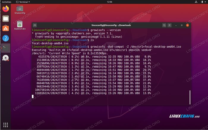 Ubuntu 20.04 Burn ISO ke DVD dari baris perintah