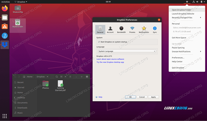 Ubuntu 20.04 Pemasangan Dropbox dan Integrasi Desktop