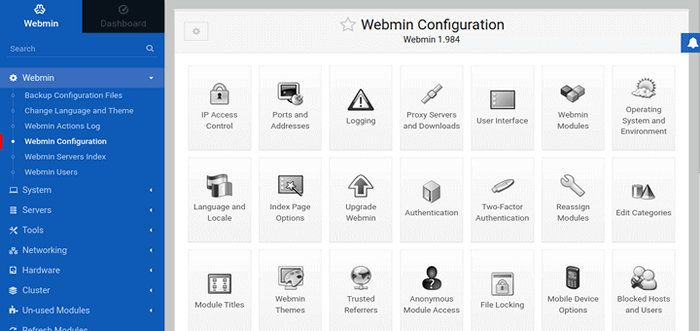 Webmin - uma ferramenta de administração de sistema baseada na Web para Linux