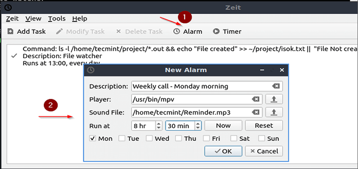Zeit - Alat GUI untuk menjadualkan Cron dan di Pekerjaan di Linux