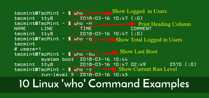 10 Exemples de commande «Who» pour les débutants Linux