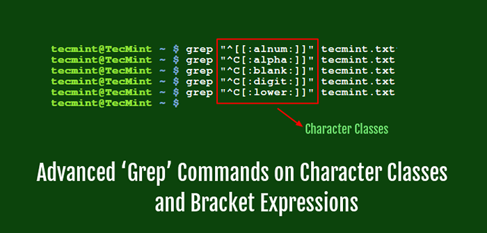 11 Comandos avançados de 'Grep' Linux em classes de personagens e expressões de suporte