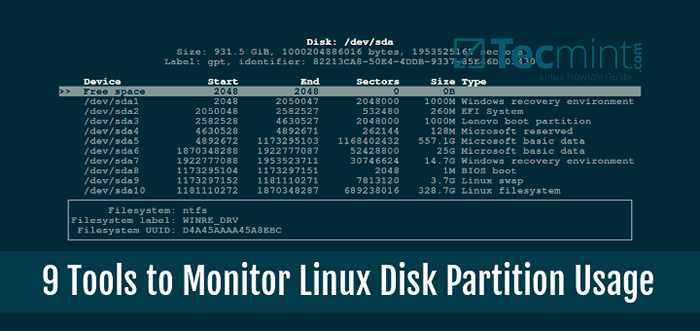 9 Alat untuk Memantau Partition dan Penggunaan Cakera Linux di Linux