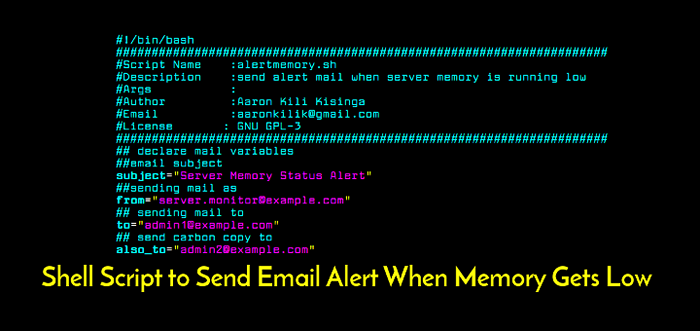 Un script shell pour envoyer une alerte par e-mail lorsque la mémoire devient bas