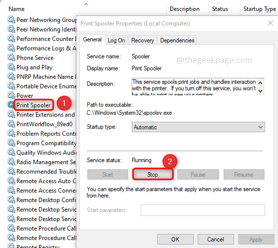 Un appel startDocPrinter n'a pas été émis par une erreur dans Windows 10 Corre