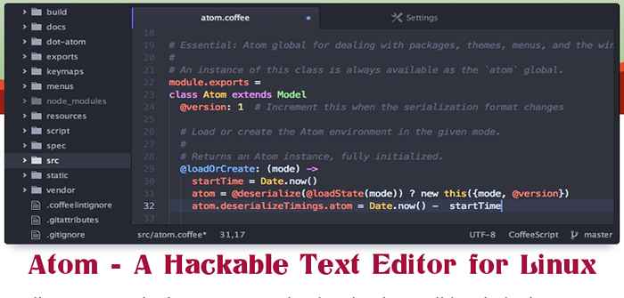 Atom un editor de código fuente hackable y código fuente para Linux