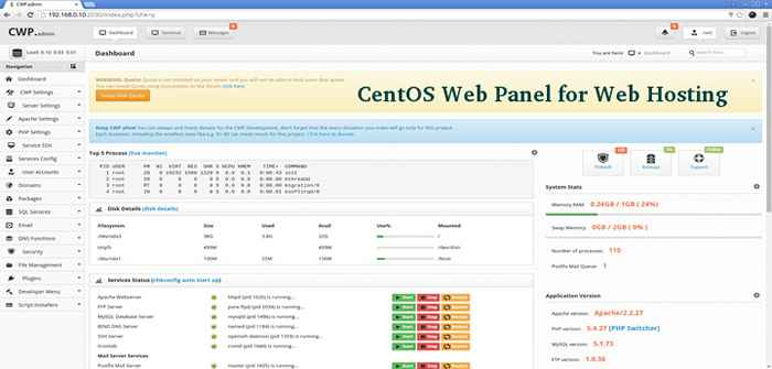 Panel web de CentOS panel de control de alojamiento web gratuito de todo en uno para CentOS/RHEL 6