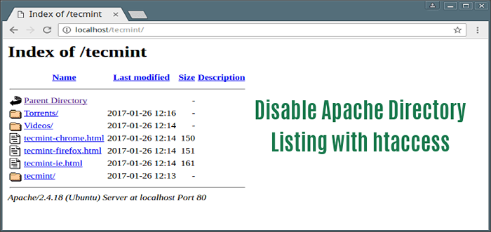 Desative a lista de diretórios da web do Apache usando .arquivo htaccess