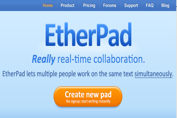 Etherpad - Editor Dokumen Kerjasama Dalam Talian Web Time untuk Linux