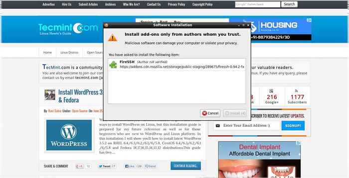 FIRESSH - wtyczka klienta przeglądarki internetowej dla Firefox