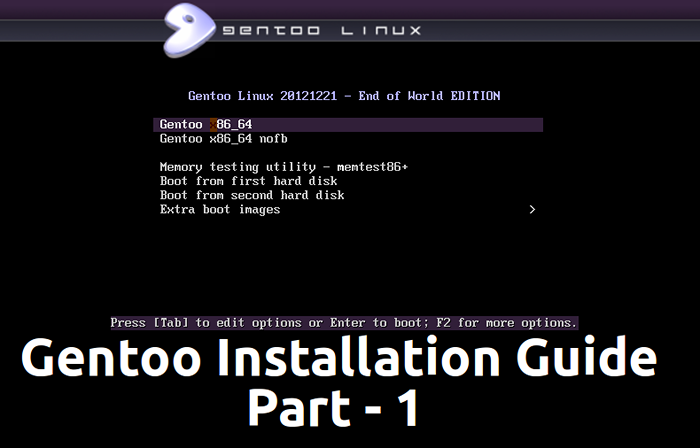 Gende d'installation étape par étape de Gentoo Set-by avec des captures d'écran - Partie 1