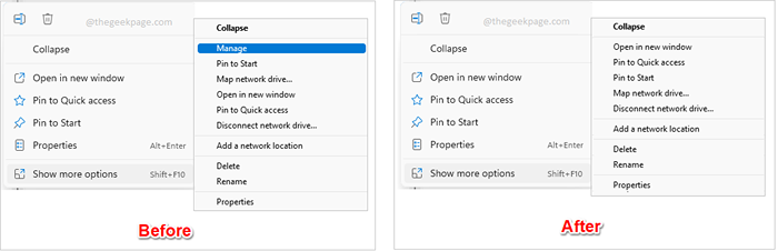 Cómo agregar o eliminar 'Administrar' Elemento del menú contextual 'esta PC' Haga clic con el botón derecho en Windows 11,10