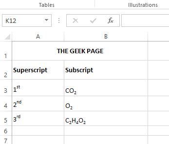 Cómo aplicar opciones de formato superscript y subíndice en Microsoft Excel