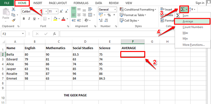 Cara menghitung nilai rata -rata sekelompok sel di Microsoft Excel