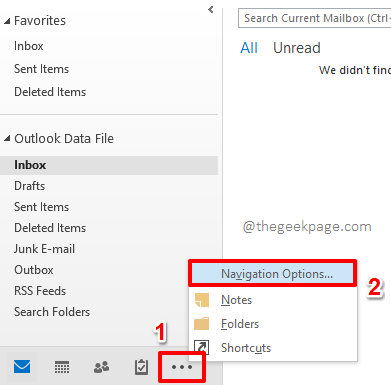 So ändern Sie das Menü Outlook -Navigation von MS von Text auf Symbole