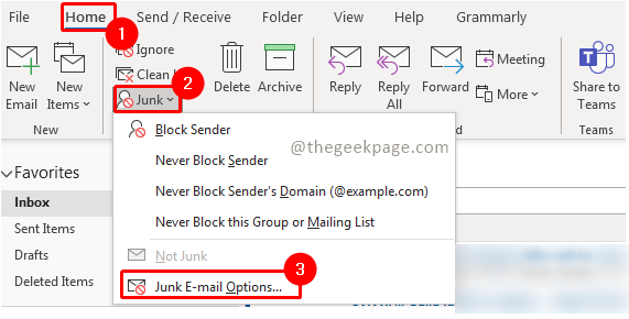 So bearbeiten Sie Junk -Mail -Optionen in Outlook