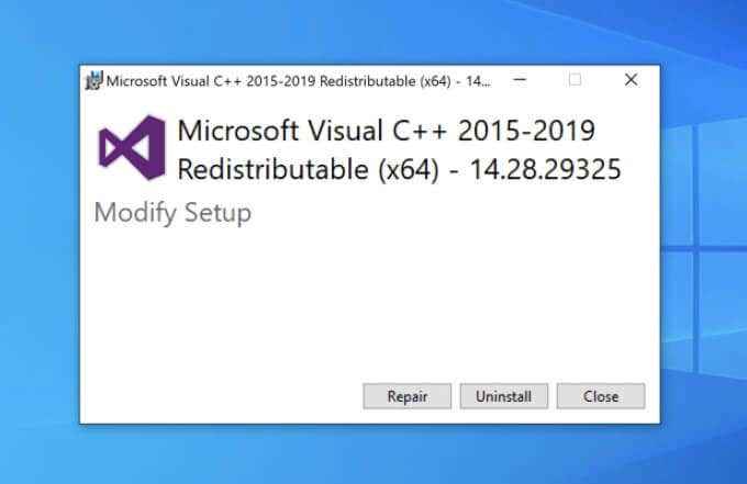 Cara membetulkan vcruntime140.DLL hilang ralat pada Windows 10