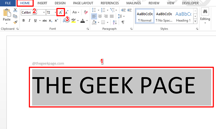 Cara membuat ukuran font lebih besar dari 72 poin di Microsoft Word