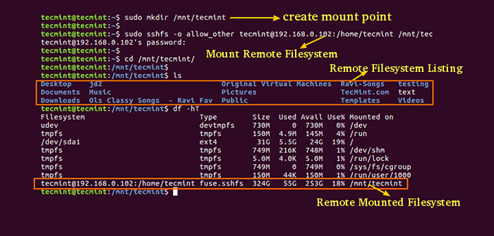 Cómo montar el sistema o directorio de archivos Linux remoto utilizando SSHF sobre SSH