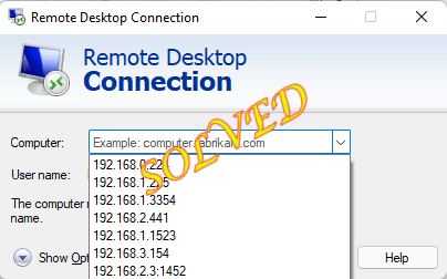 Cara menghapus alamat IP dari riwayat koneksi desktop jarak jauh