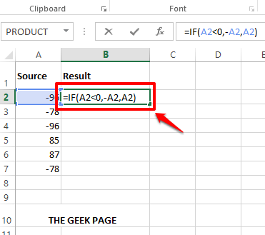 Comment supprimer le signe négatif des nombres dans MS Excel