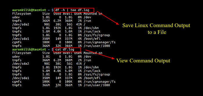 Comment enregistrer la sortie de la commande dans un fichier dans Linux