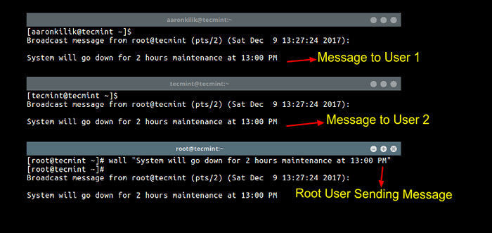 So senden Sie eine Nachricht an protokollierte Benutzer im Linux Terminal