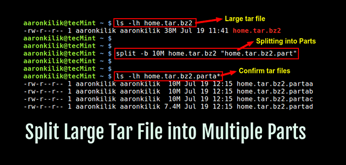 Comment diviser de grandes archives «TAR» en plusieurs fichiers d'une certaine taille
