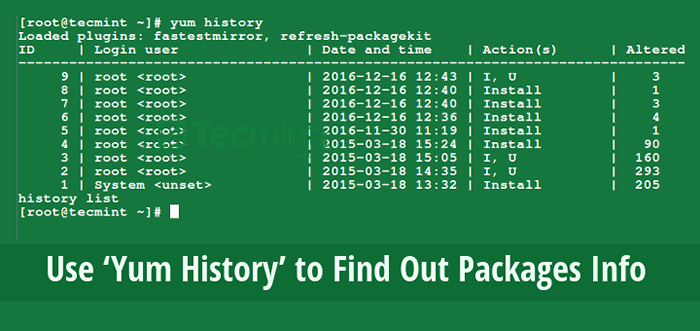 Como usar 'Yum History' para descobrir informações de pacotes instaladas ou removidas