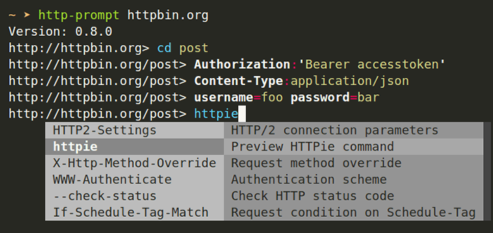 Solicitud HTTP una línea de comando interactiva HTTP Client