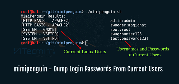 Mimipenguin - Kata sandi login buang dari pengguna Linux saat ini