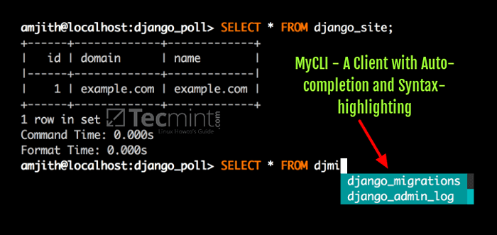 MYCLI - Un client MySQL / MARIADB avec complétion automatique et syntaxe-highlighting