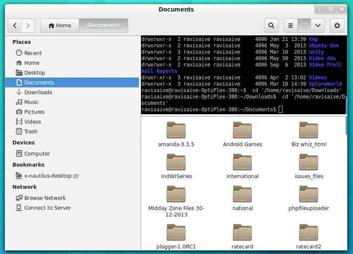 Terminal nautilus terminal tertanam untuk browser file nautilus di gnome