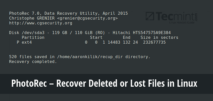 Photorec - Memulihkan fail yang dipadam atau hilang di Linux
