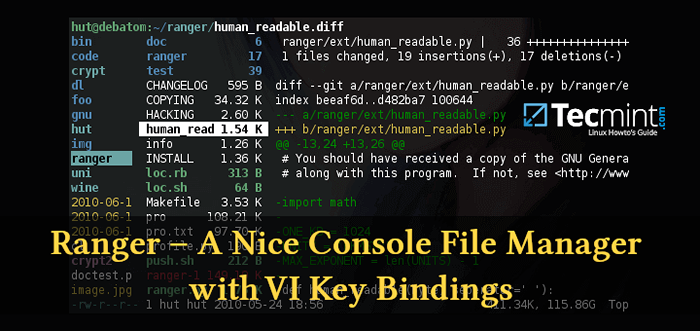 Ranger - um bom gerenciador de arquivos de console com vinchações de chave VI