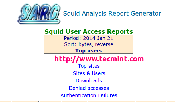SARG - Générateur de rapports d'analyse de squid et outil de surveillance de la bande passante Internet