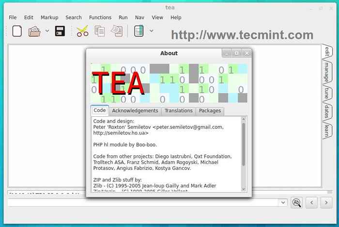 Tea i ostateczny edytor tekstu edytor tekstu dla Linux