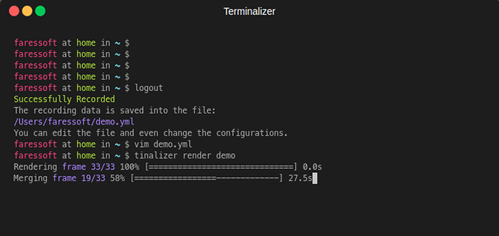 Terminalizer grabe su terminal Linux y genere gif animado