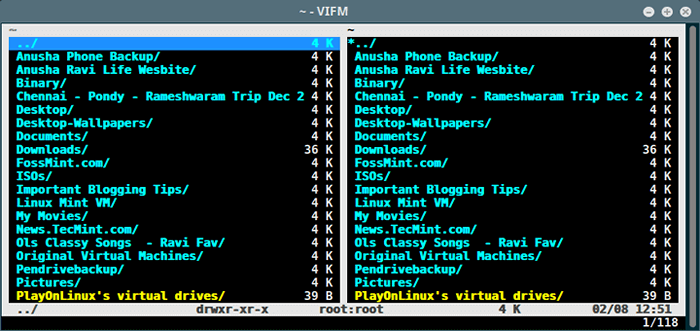 VIFM - Menedżer plików oparty na linii poleceń z „VI Keybindings” dla Linux