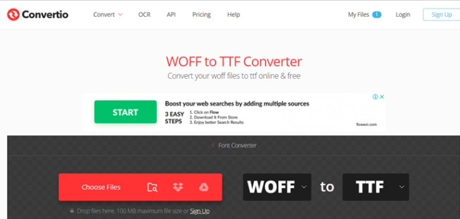 Przekształcenie WOFF w format TTF/OTF