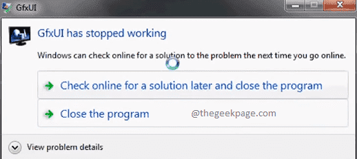 Perbaiki GFXUI telah menghentikan kesalahan kerja di Windows 11/10