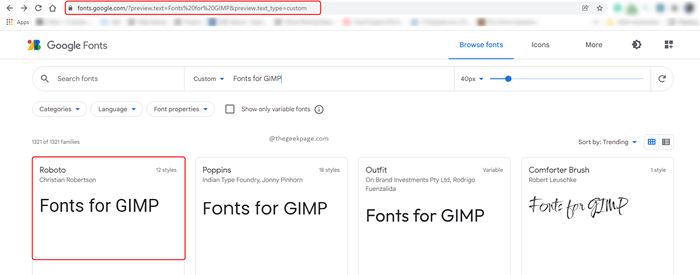 Comment ajouter des polices Google Fonts dans GIMP sur Windows 11/10