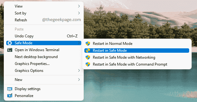 Jak dodać opcję restartu w trybie awaryjnym, aby kliknąć prawym przyciskiem myszy menu kontekstowe w systemie Windows 11